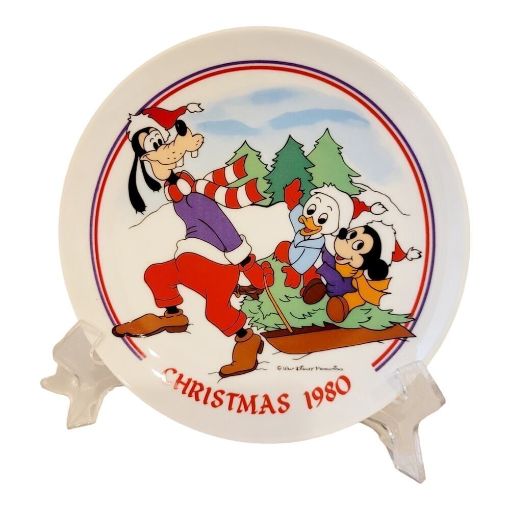 WALT DISNEY CHARACTERS CHRISTMAS 1980 COLLECTOR PLATE SLEIGH RIDE Limited Ed